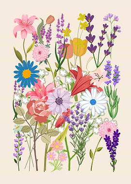 Floral Arrangement with Lavender and Tulips