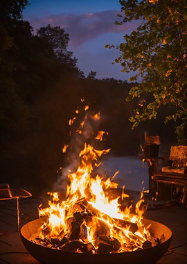 Outdoor Bonfire at Dusk