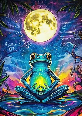Meditating Frog Moonlight