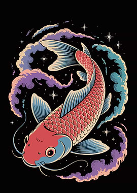 Koi Fish in Cosmic Waters