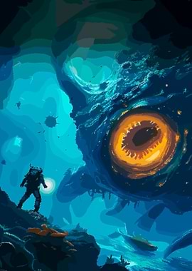 Underwater Encounter with Giant Eye Subnautica