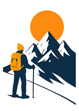 Mountain Hiker with Backpack Illustration
