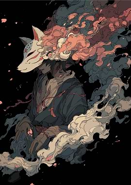 Fox Mask Character in Dark Robes
