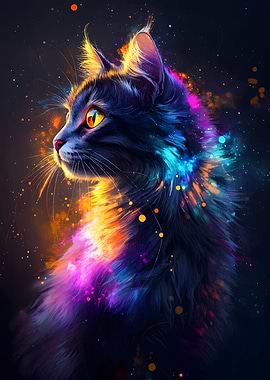 Colorful Cat Portrait