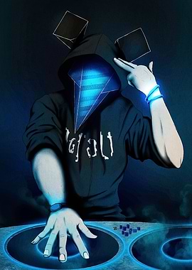 Abstract DJ Geometric Head