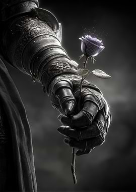 Knight Holding a Purple Rose