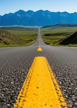 Long Road Through Green Landscape