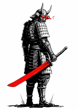 Samurai Warrior with Red Sword