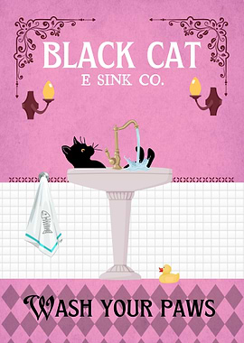 Black Cat Sink Co. Bathroom Art