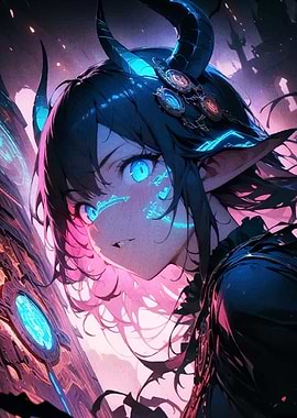 Anime Girl Horns Magic