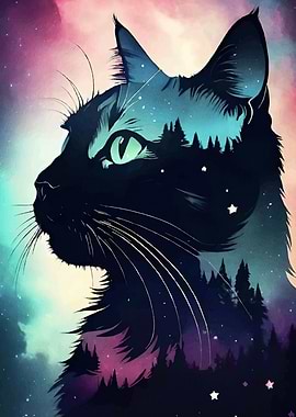 Celestial Cat Silhouette Animal