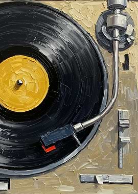 Record Player Oil Painting