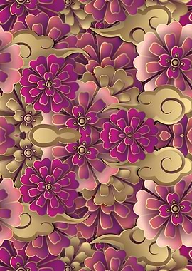 Floral Pattern with Clouds