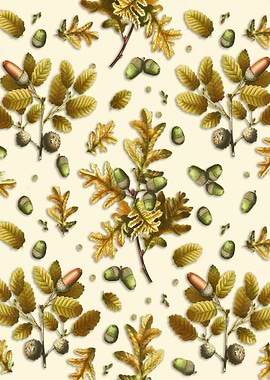 Autumnal Acorn and Oak Leaf Pattern