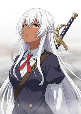 Anime Girl with Sword and White Hair