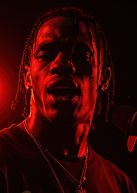 Travis Scott Red Light Portrait