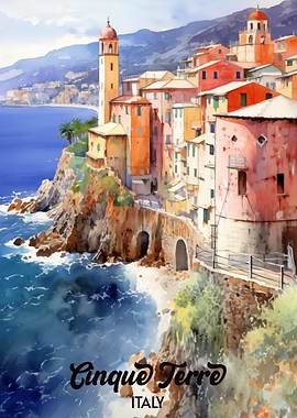 Cinque Terre, Italy Watercolor Painting
