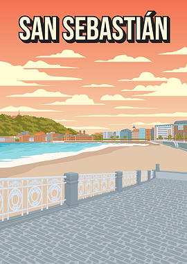 San Sebastián Minimal Spain Travel Poster