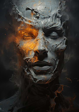 Abstract Face with Fire