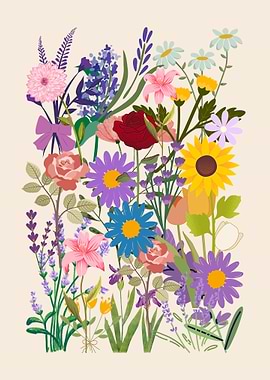 Colorful Floral Arrangement Illustration
