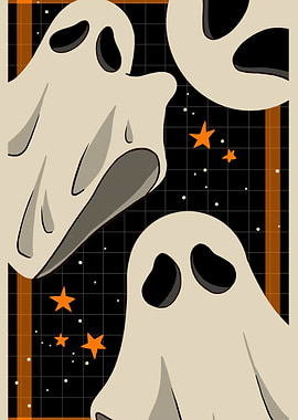 Retro Halloween Ghost Friends