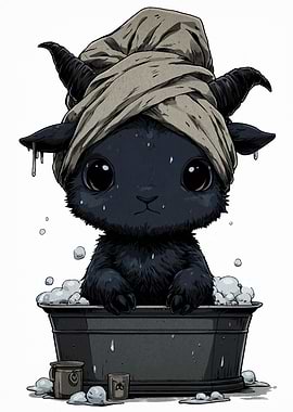 Cute Goat Taking a Bath