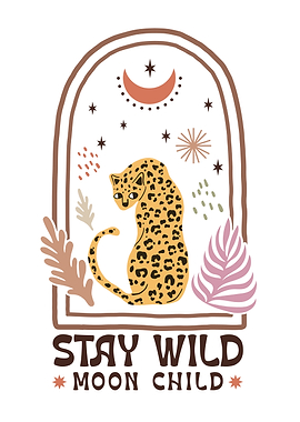 Stay Wild Moon Child Leopard Art Boho Floral