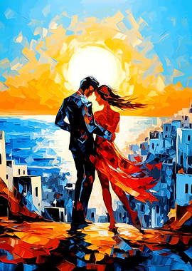 Romantic Couple by the Sea Painting