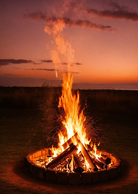 Bonfire at Sunset