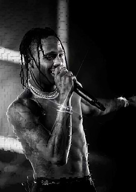 Man Performing in Black and White