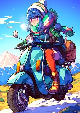 Camping Girl Rin Shima on Scooter Adventure