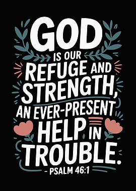 Psalm 46:1 God is our refuge typography art