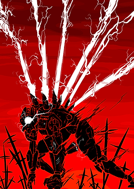 Red Robot with Lightning