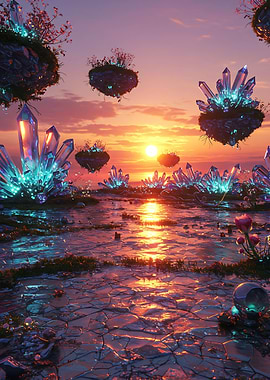 Crystal Landscape at Sunset