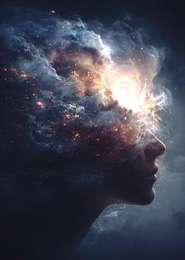 Fantasy Human Head With Nebula Mind
