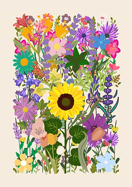 Colorful Floral Arrangement Illustration