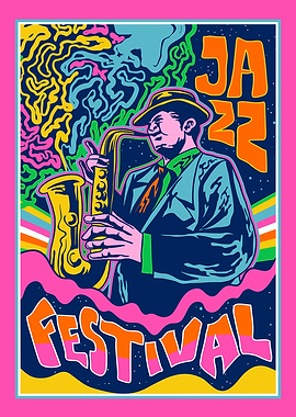 Jazz Festival Poster with Saxophone Player
