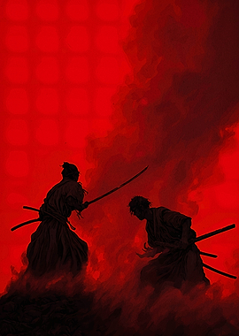 Samurai Duel in Red
