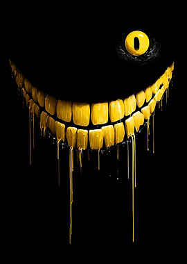 Creepy Yellow Smile in the Dark
