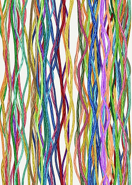 Colorful Intertwined Strands on White Background