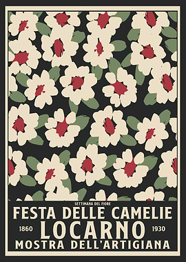 Festa Delle Camelie Locarno Vintage Poster