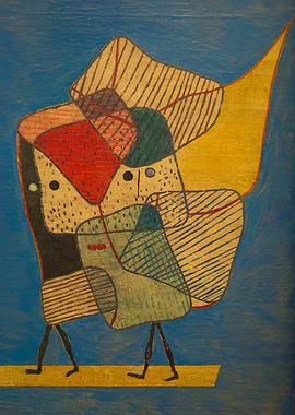 Abstract Figures on Yellow Line Paul Klee