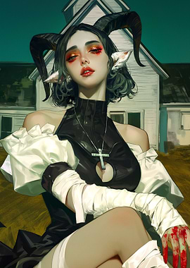Demon Nun Digital Art