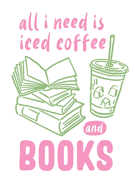 Iced Coffee and Books Illustration