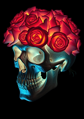 Skull with Roses Crown