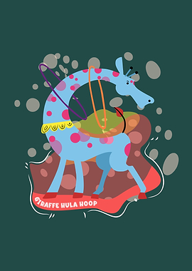Giraffe Hula Hoop Cartoon Illustration
