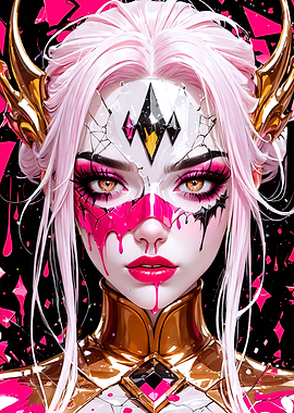 Pink Haired Warrior with Mask
