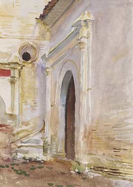 Watercolor Painting of an Old Building