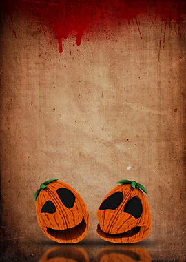 Halloween Pumpkins on Grunge Background