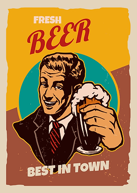 Retro Fresh Beer Advertisement Poster
